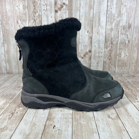The North Face Primaloft Winter Boots Quilted Faux Fur Trim Zip Front‎ Size 10 - Picture 1 of 8